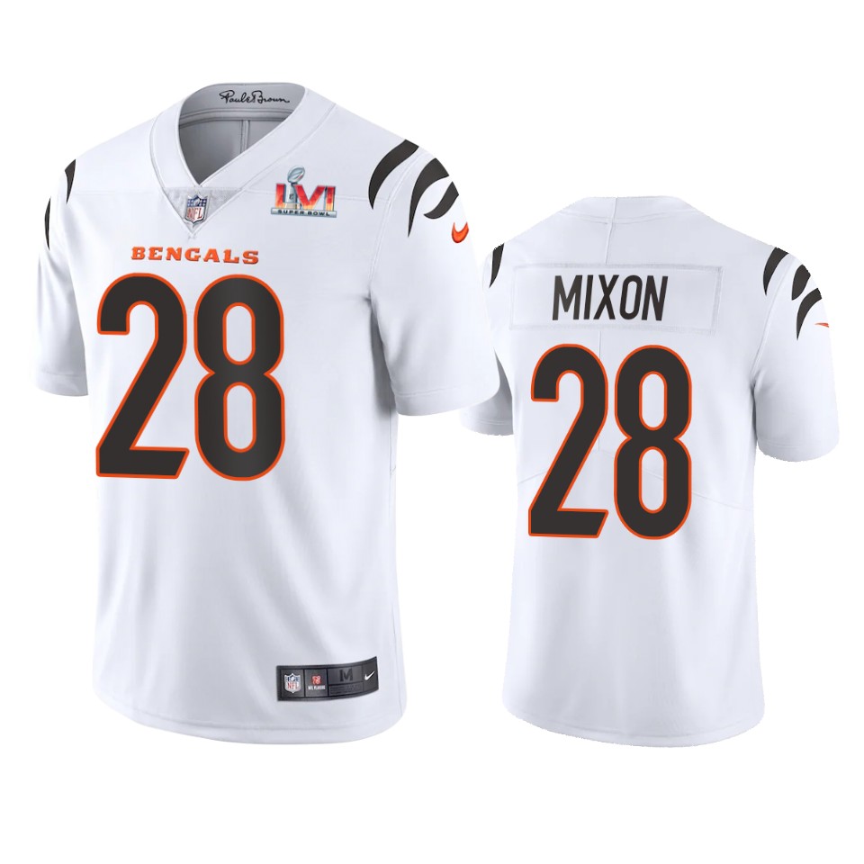 men's cincinnati bengals joe mixon white super bowl lvi limited jersey