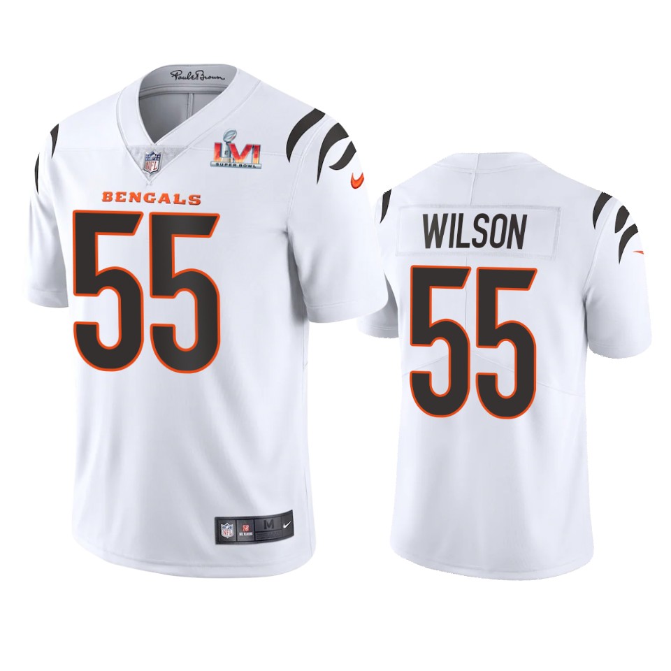 men's cincinnati bengals logan wilson white super bowl lvi limited jersey