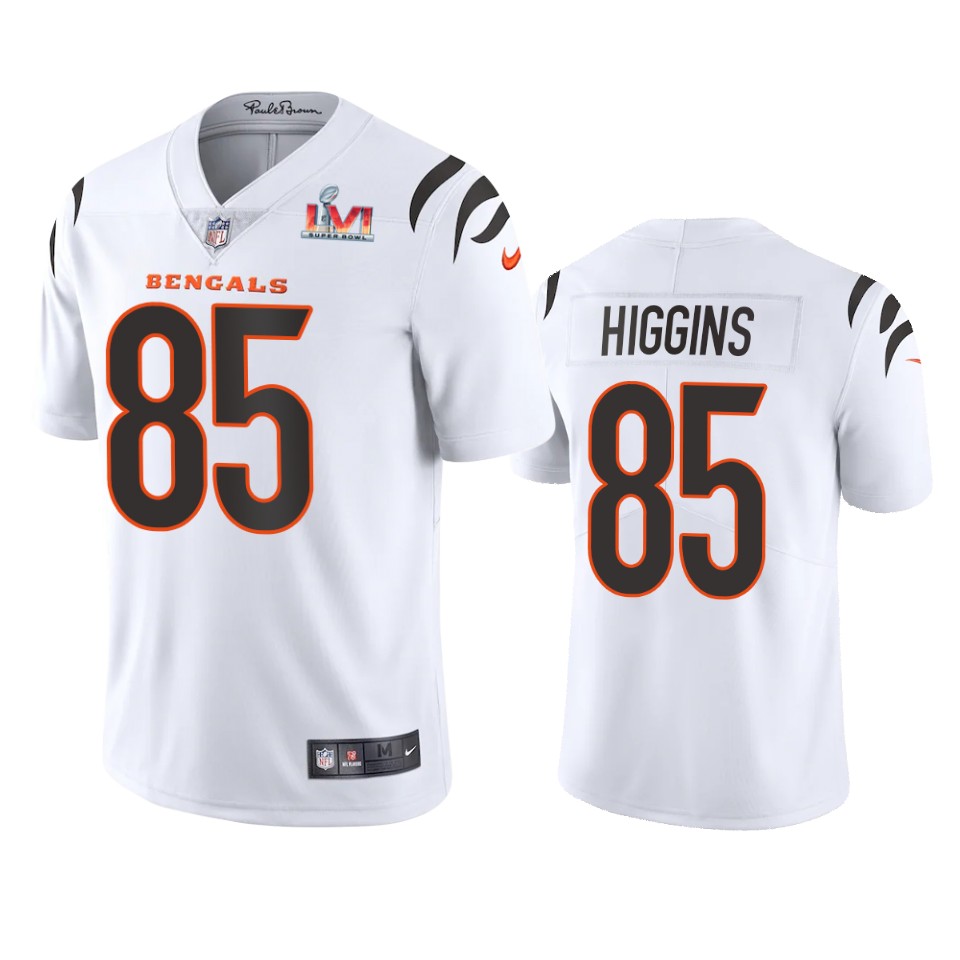 men's cincinnati bengals tee higgins white super bowl lvi limited jersey
