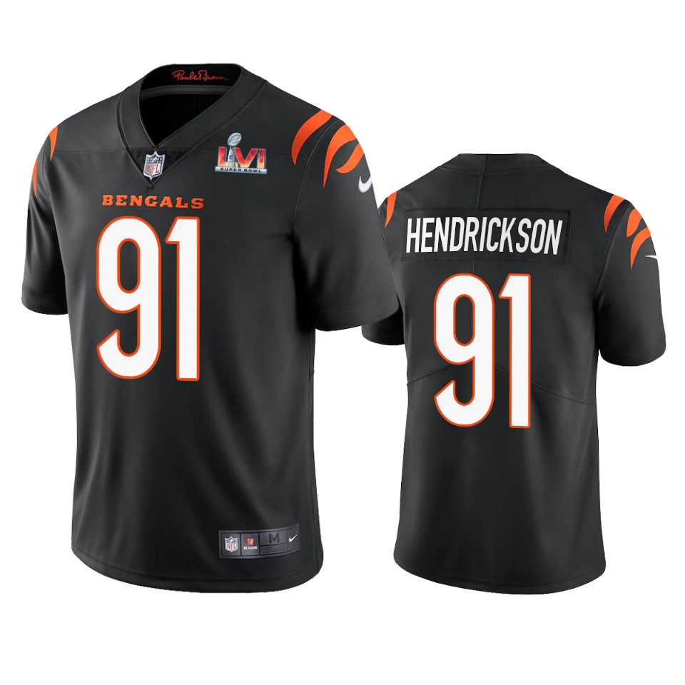 men's cincinnati bengals trey hendrickson black super bowl lvi limited jersey