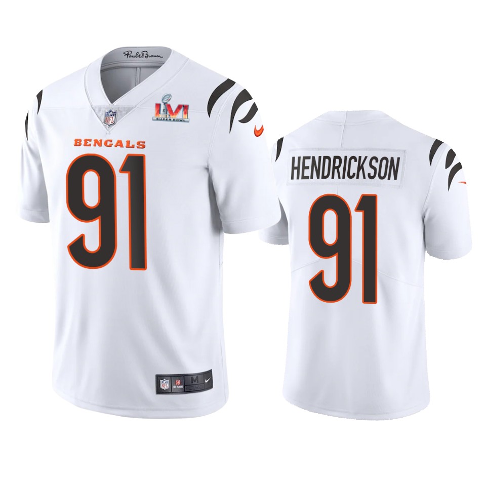 men's cincinnati bengals trey hendrickson white super bowl lvi limited jersey