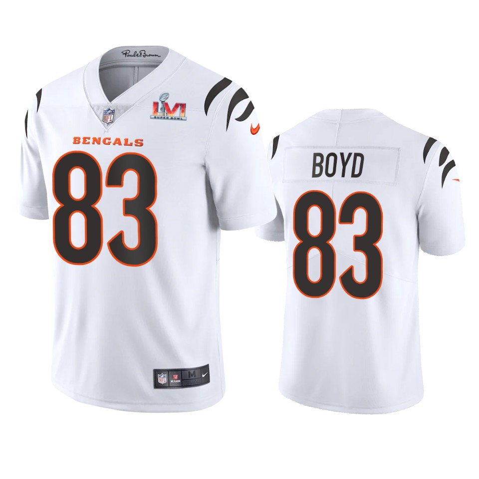 men's cincinnati bengals tyler boyd white super bowl lvi limited jersey