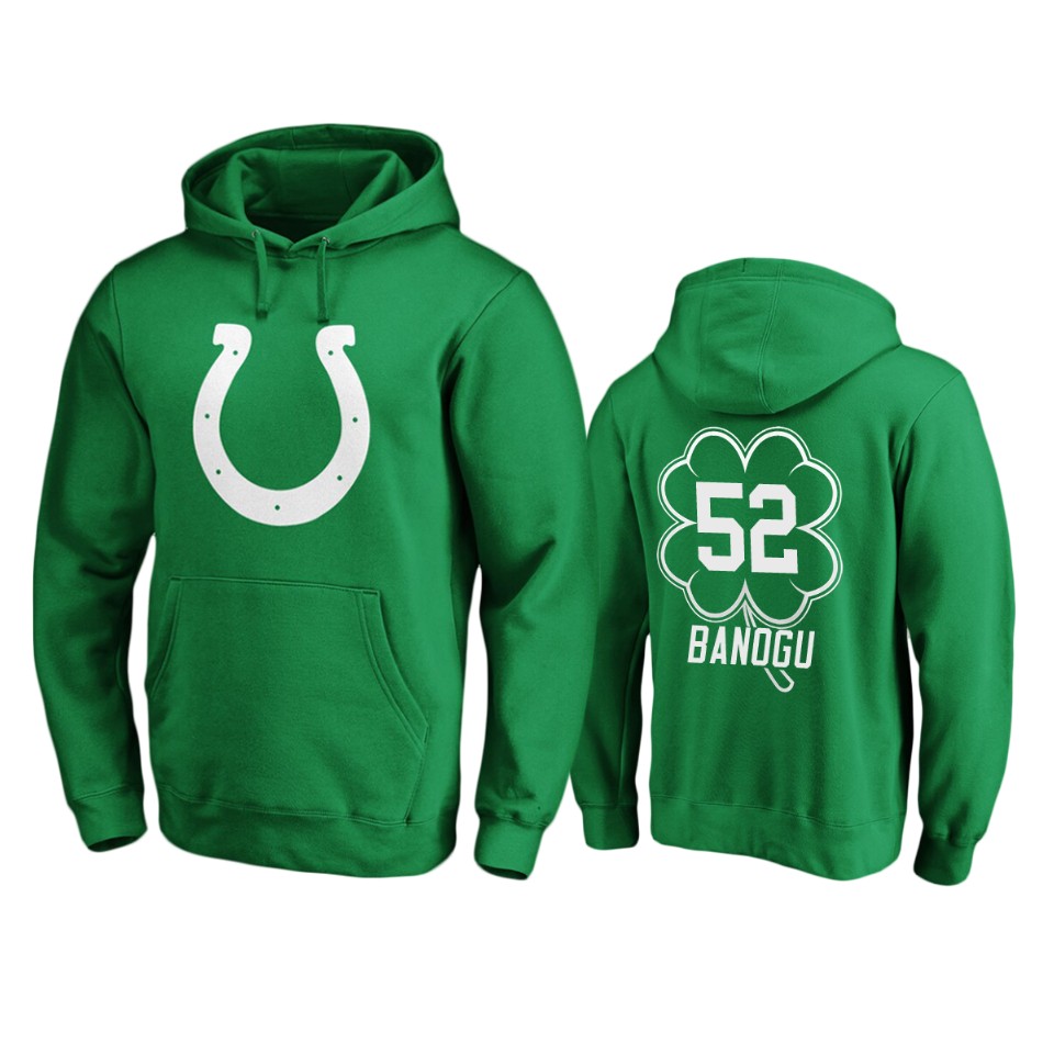men's colts ben banogu green st. patrick's day white logo hoodie