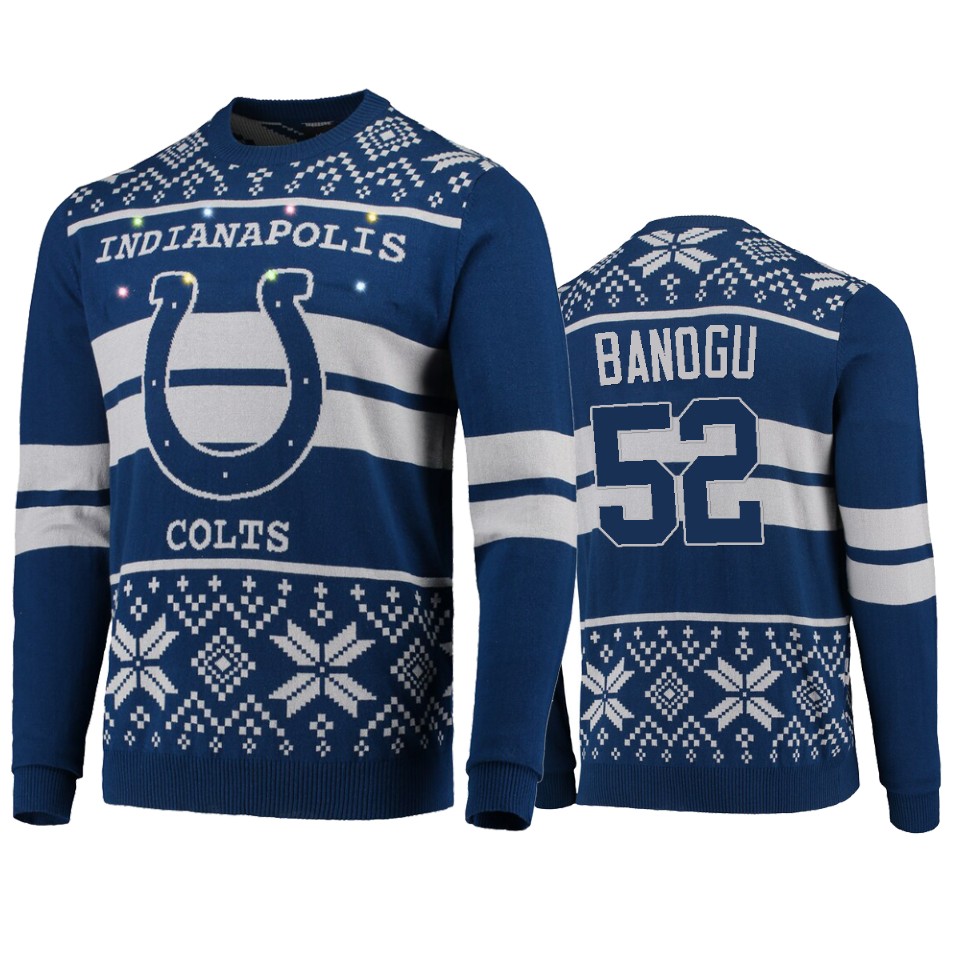 men's colts ben banogu royal 2019 ugly christmas light up sweater
