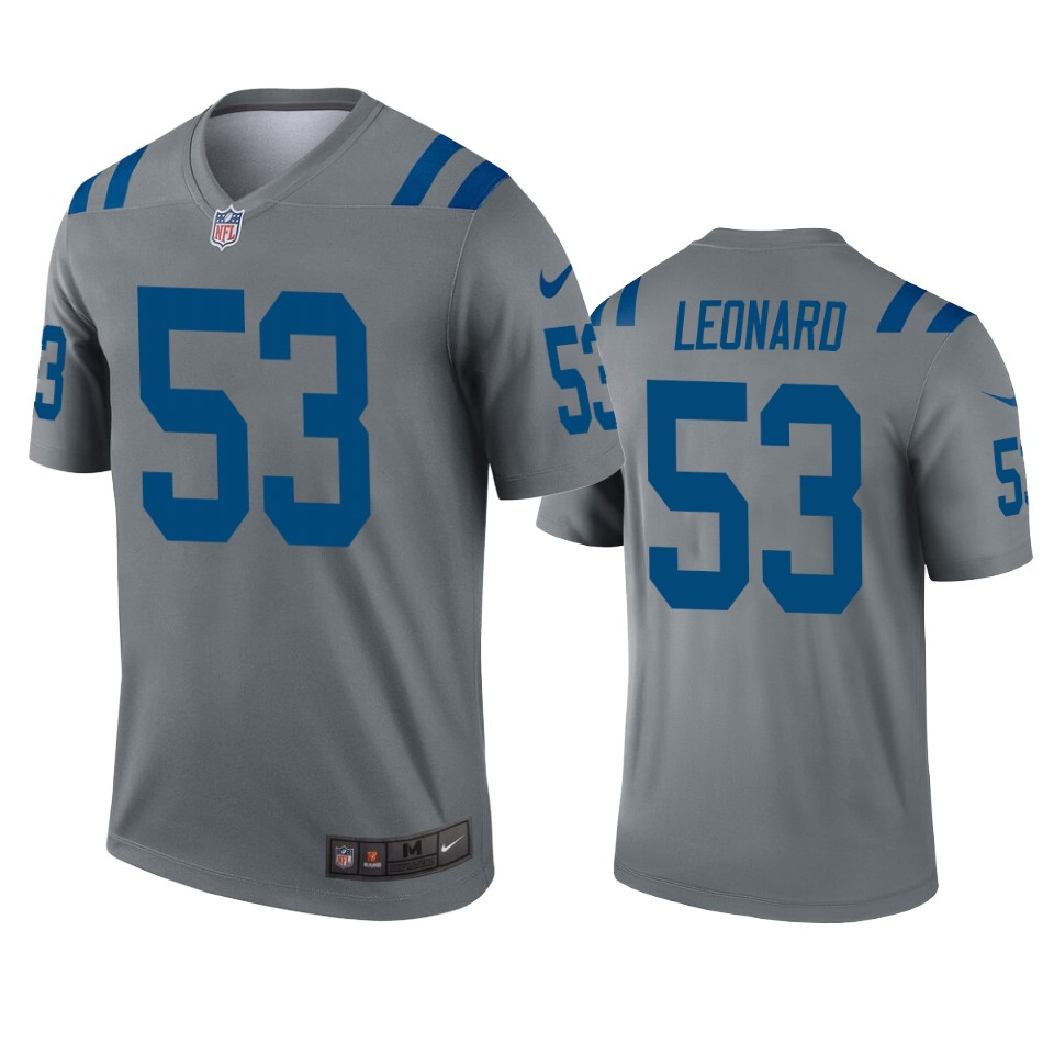 men's colts darius leonard gray inverted legend jersey