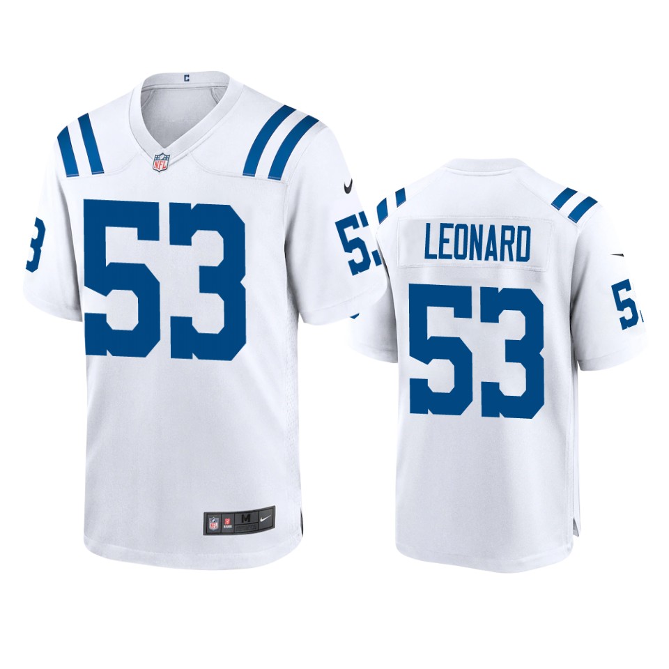 men's colts darius leonard white 2020 game jersey