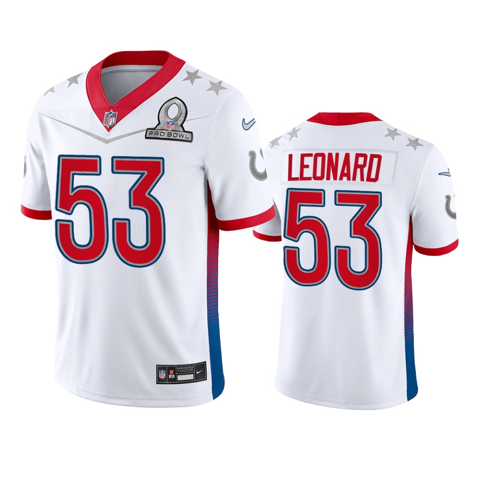 men's colts darius leonard white game 2022 afc pro bowl jersey