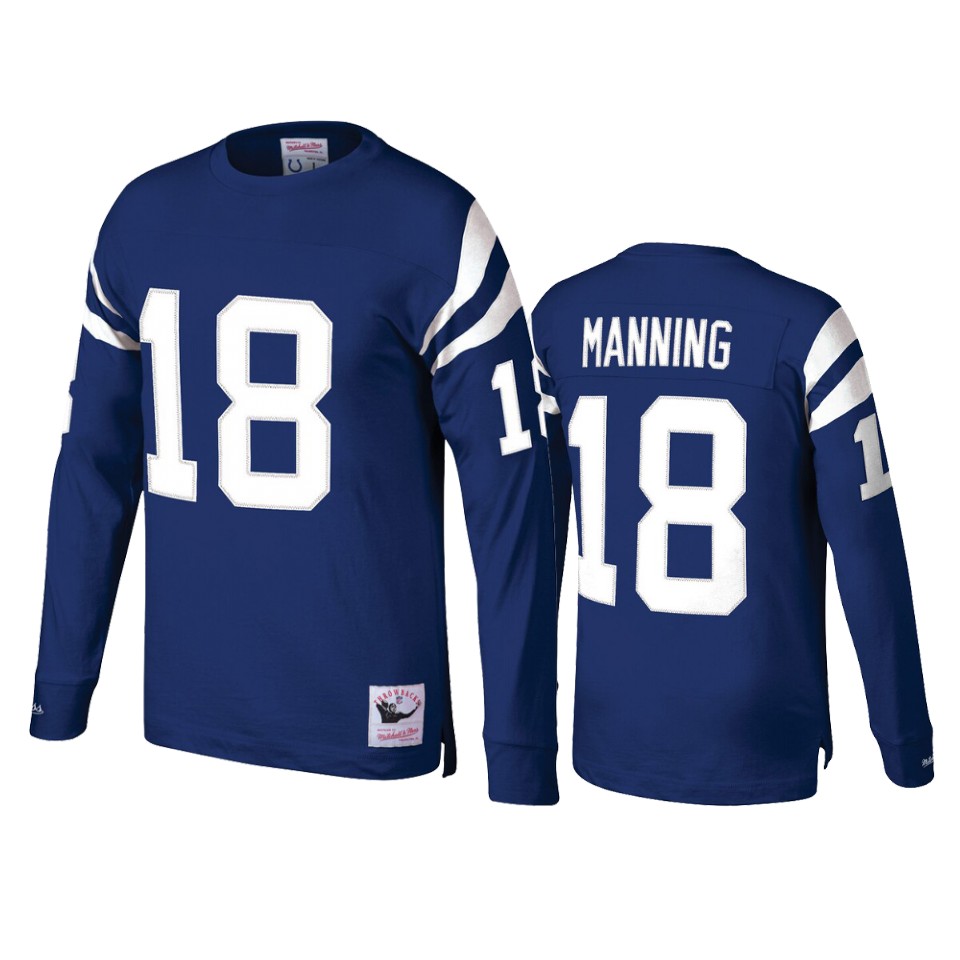 men's colts peyton manning royal throwback long sleeve t shirt