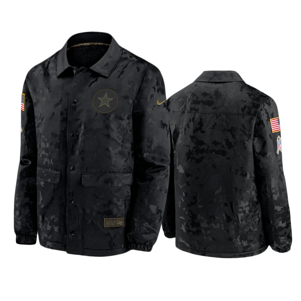 men's cowboys black 2020 salute to service sideline satin jacket