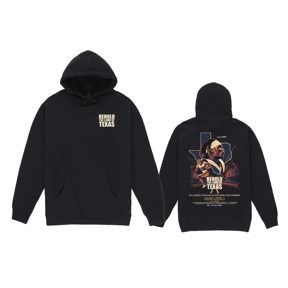 men's cowboys ceedee lamb black player graphic pullover hoodie