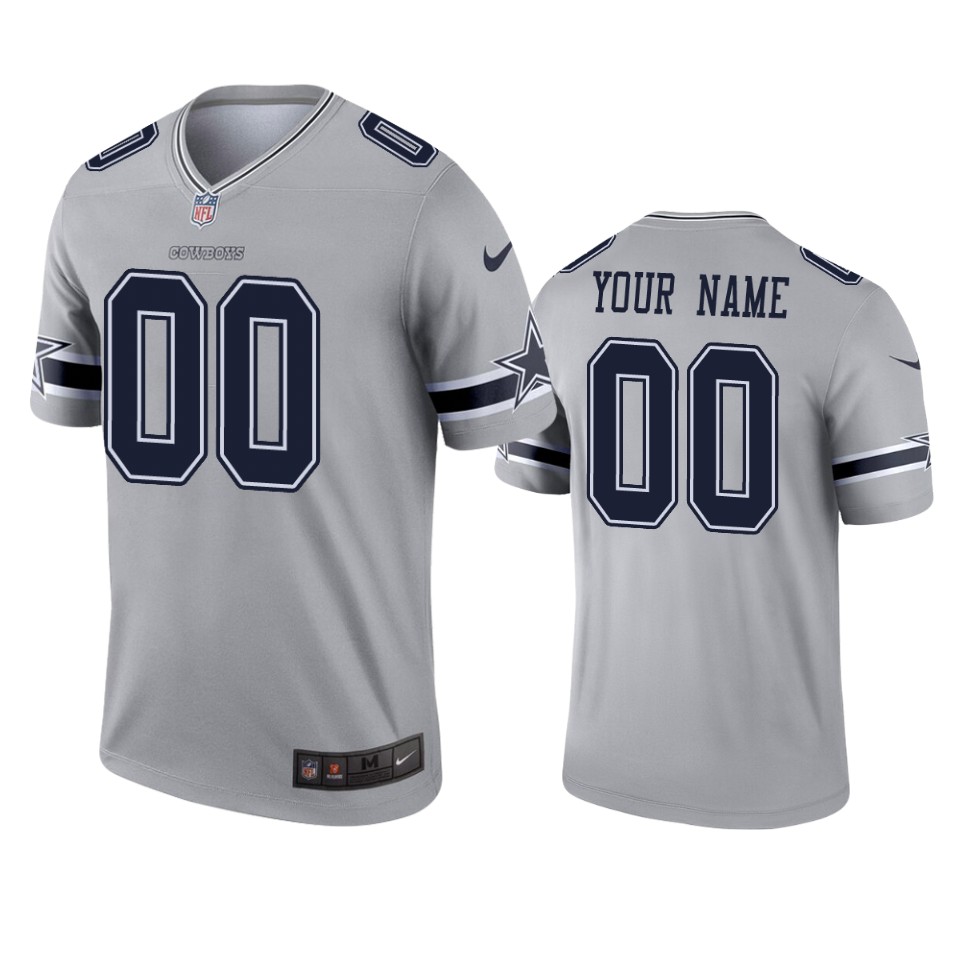 men's cowboys custom gray inverted legend jersey