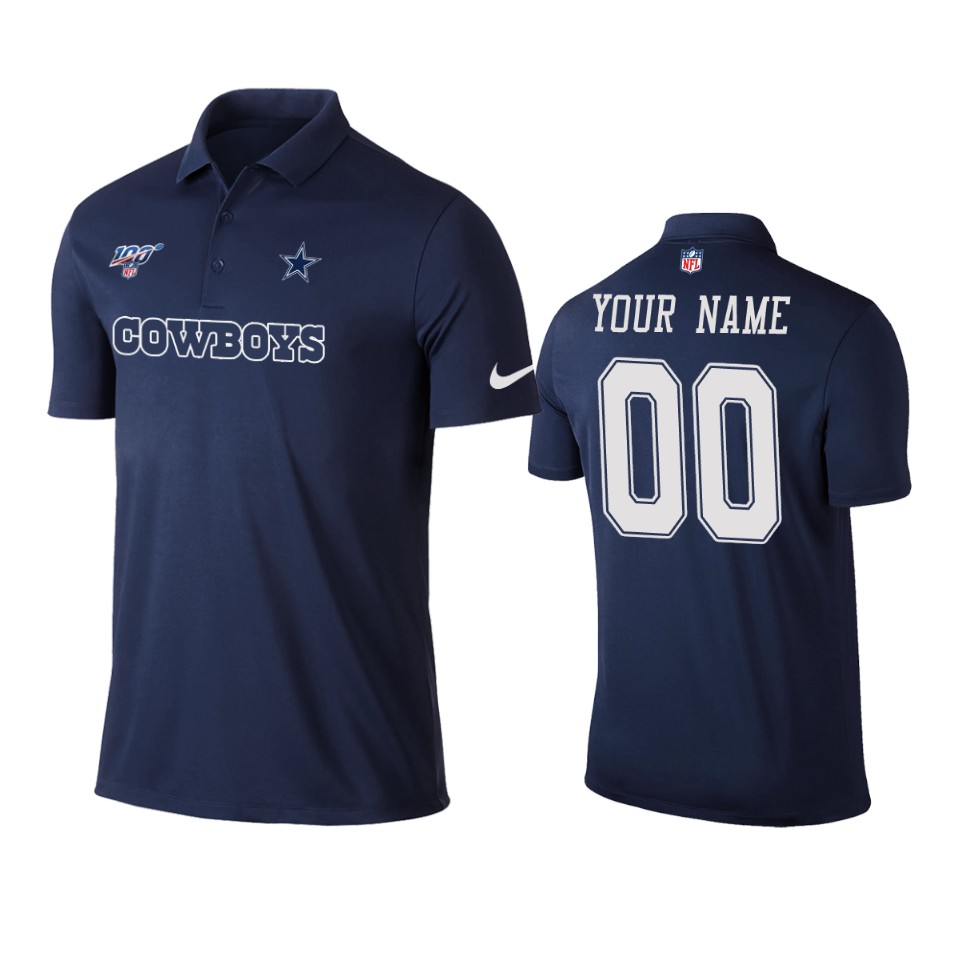 men's cowboys custom navy 100th season polo