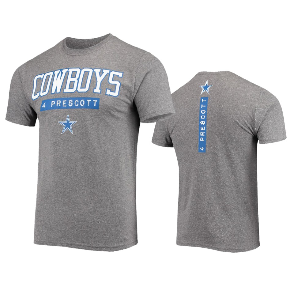 men's cowboys dak prescott heathered gray akron player t shirt