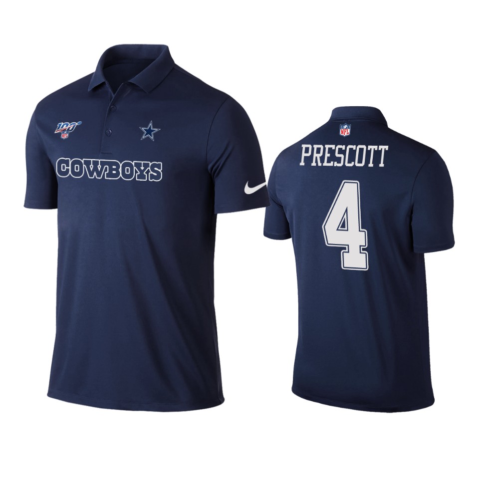 men's cowboys dak prescott navy 100th season polo