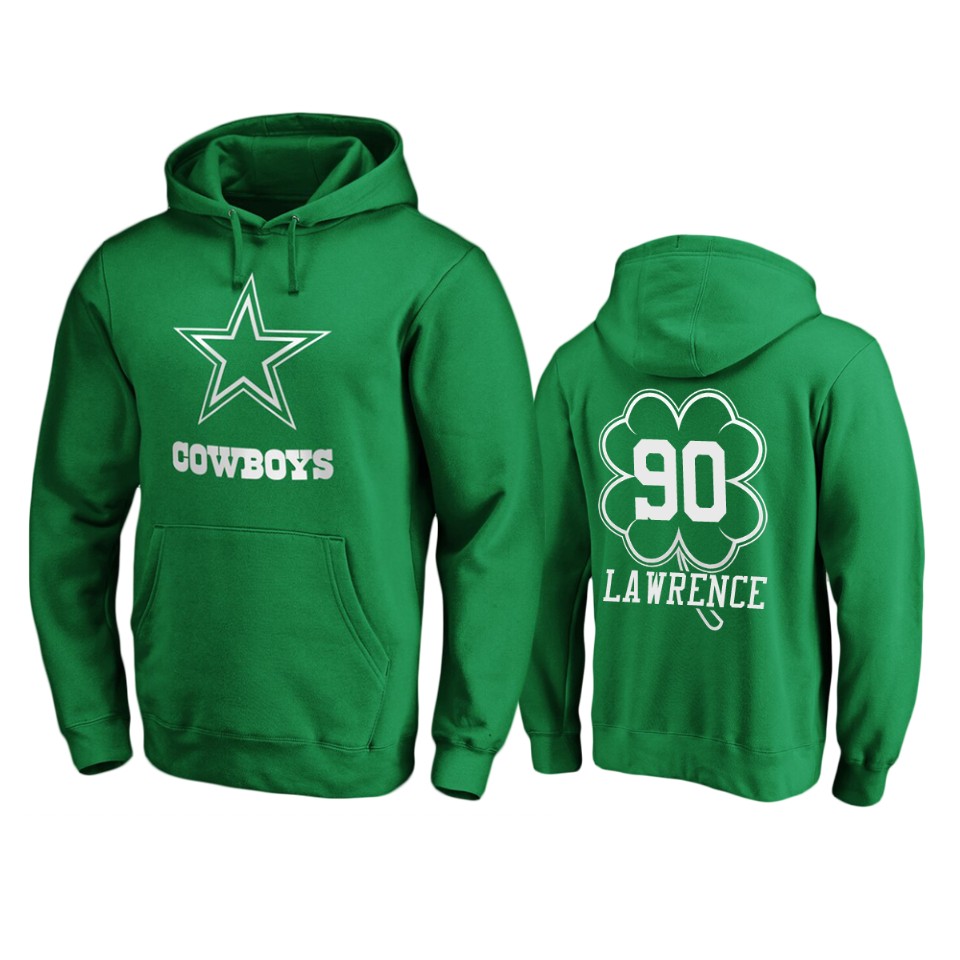 men's cowboys demarcus lawrence green st. patrick's day white logo hoodie