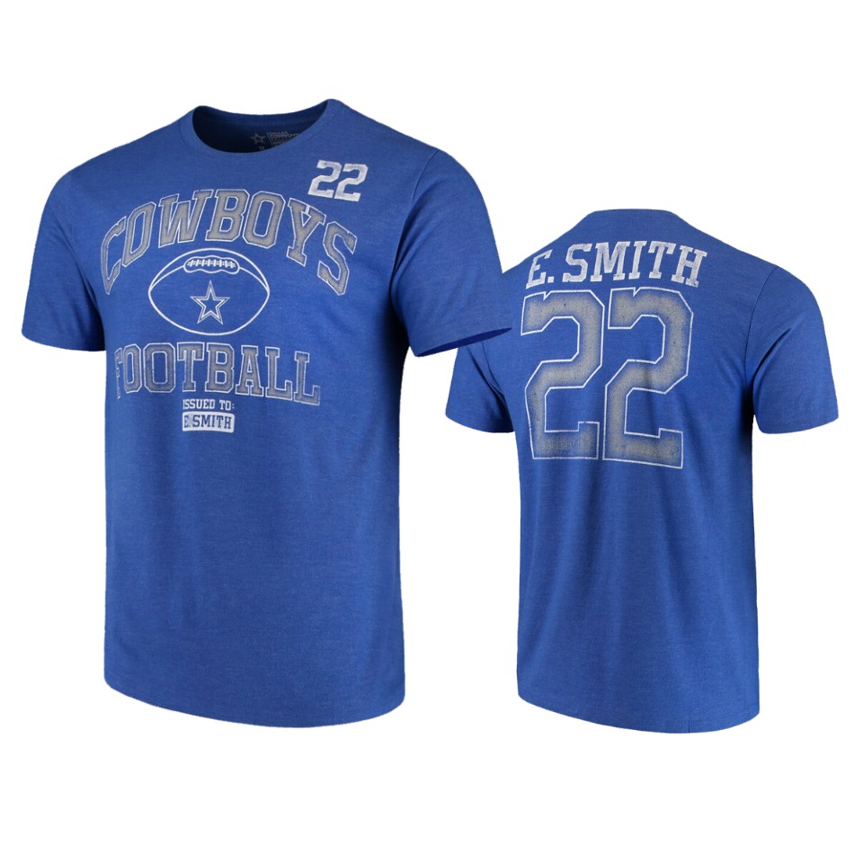 men's cowboys emmitt smith blue chronicle tri blend t shirt