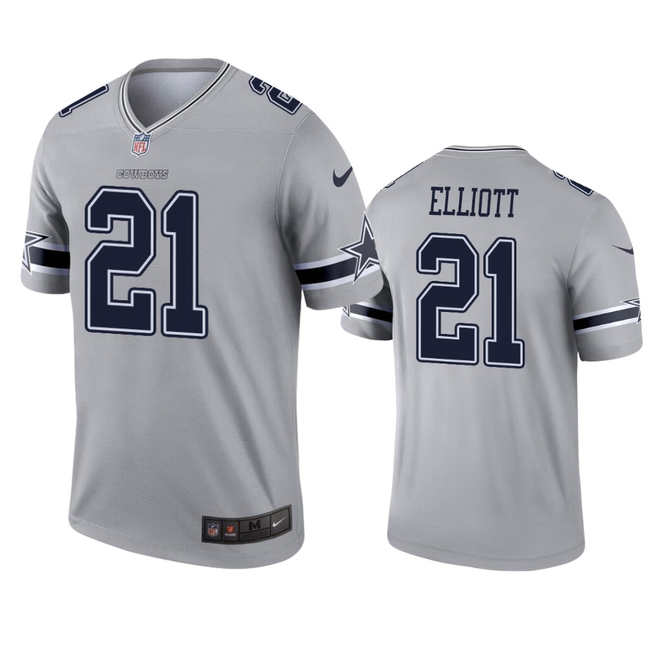 men's cowboys ezekiel elliott gray inverted legend jersey