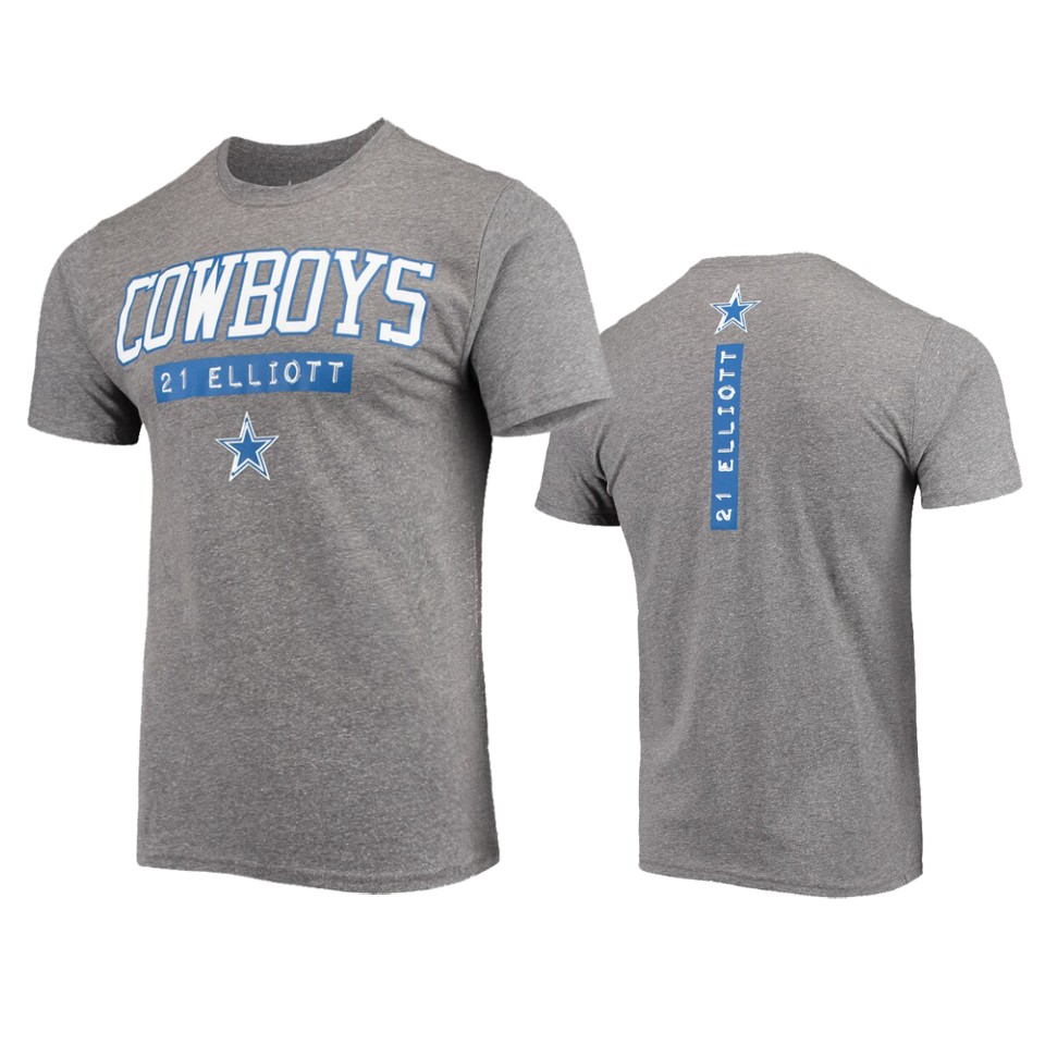 men's cowboys ezekiel elliott heathered gray akron player t shirt