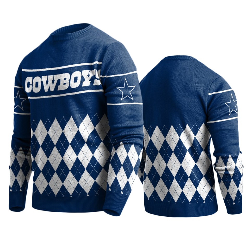 men's cowboys navy retro sweater