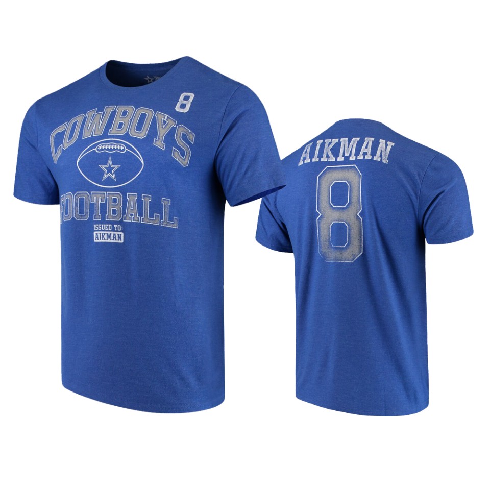 men's cowboys troy aikman blue chronicle tri blend t shirt