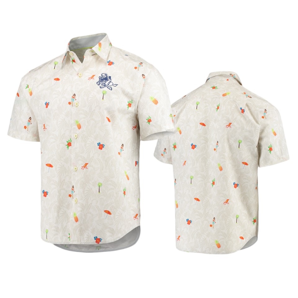 men's cowboys white beach cation throwback shirt