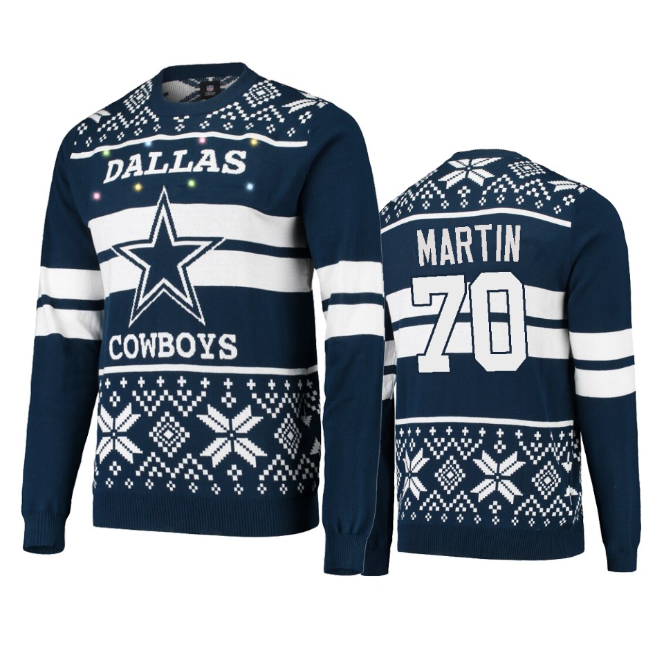 men's cowboys zack martin navy silver 2019 ugly christmas light up sweater