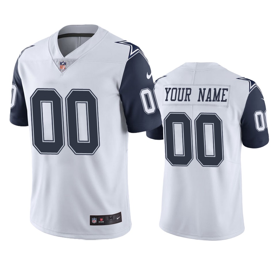 men's custom cowboys white color rush limited jersey