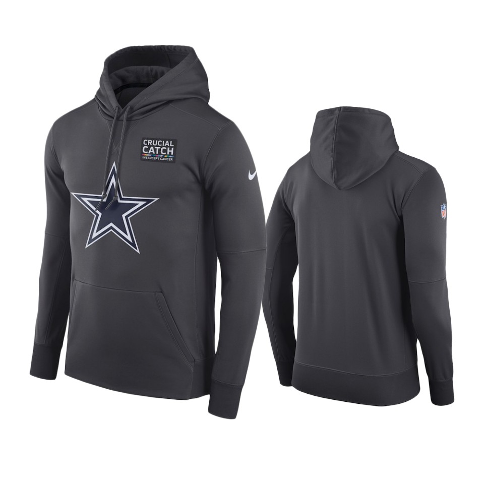 men's dallas cowboys anthracite crucial catch performance hoodie