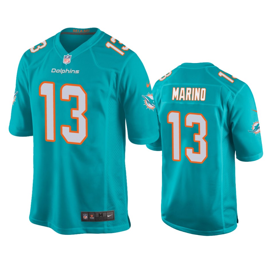 men's dan marino dolphins aqua game jersey