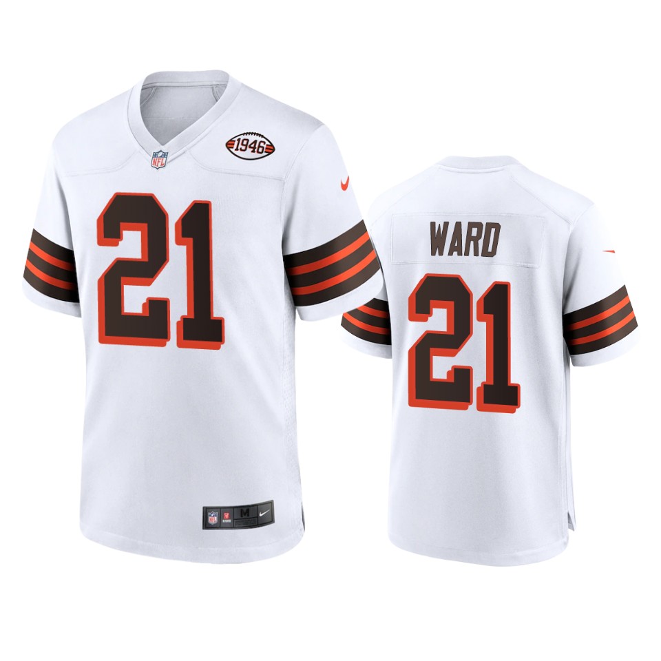men's denzel ward browns white alternate game 1946 collection jersey