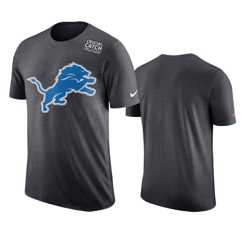 men's detroit lions anthracite crucial catch performance t shirt