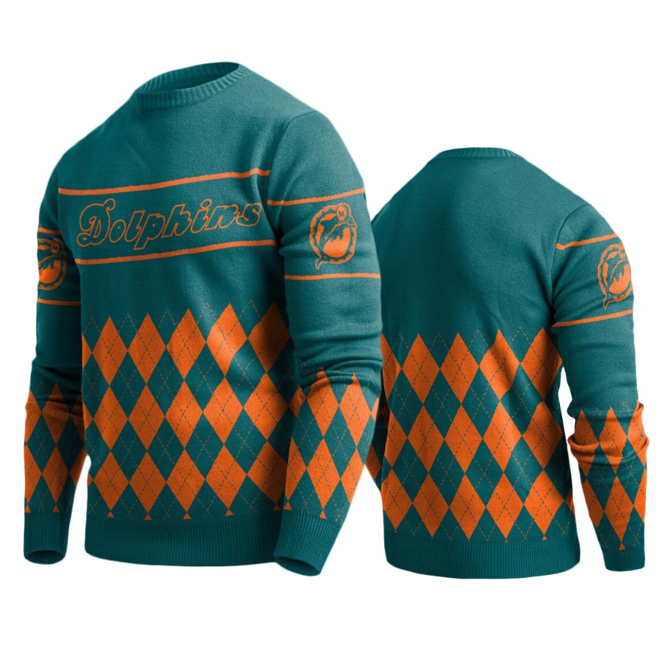 men's dolphins aqua retro sweater