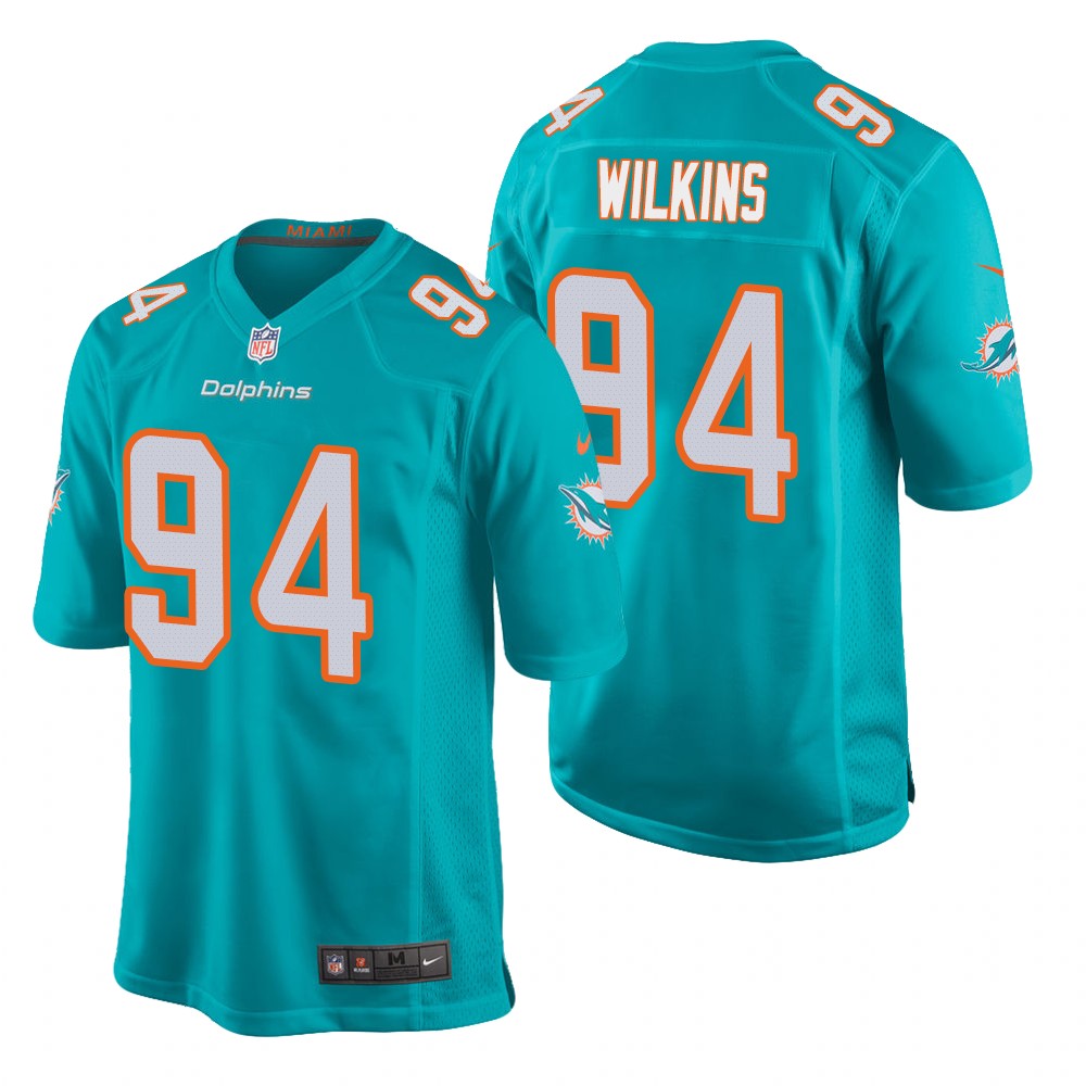 men's dolphins christian wilkins aqua game jersey