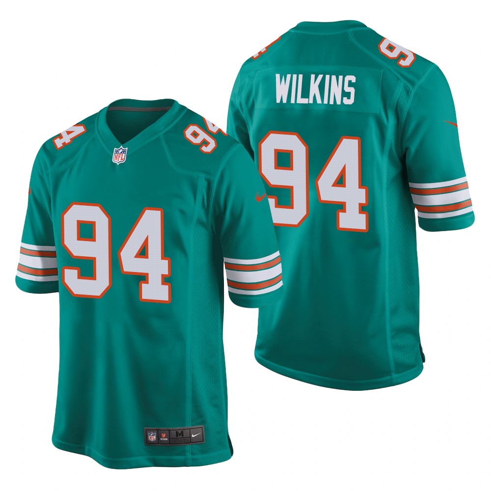 men's dolphins christian wilkins aqua throwback jersey