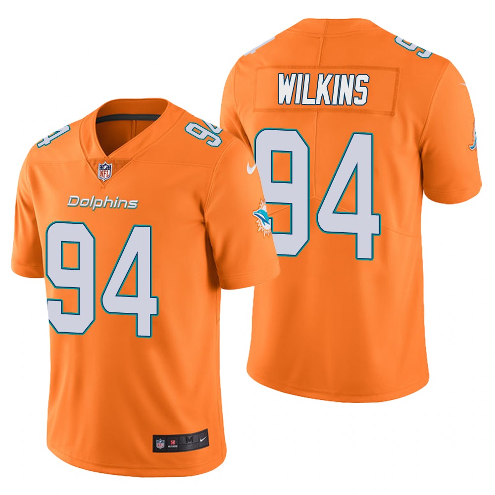 men's dolphins christian wilkins orange color rush limited jersey