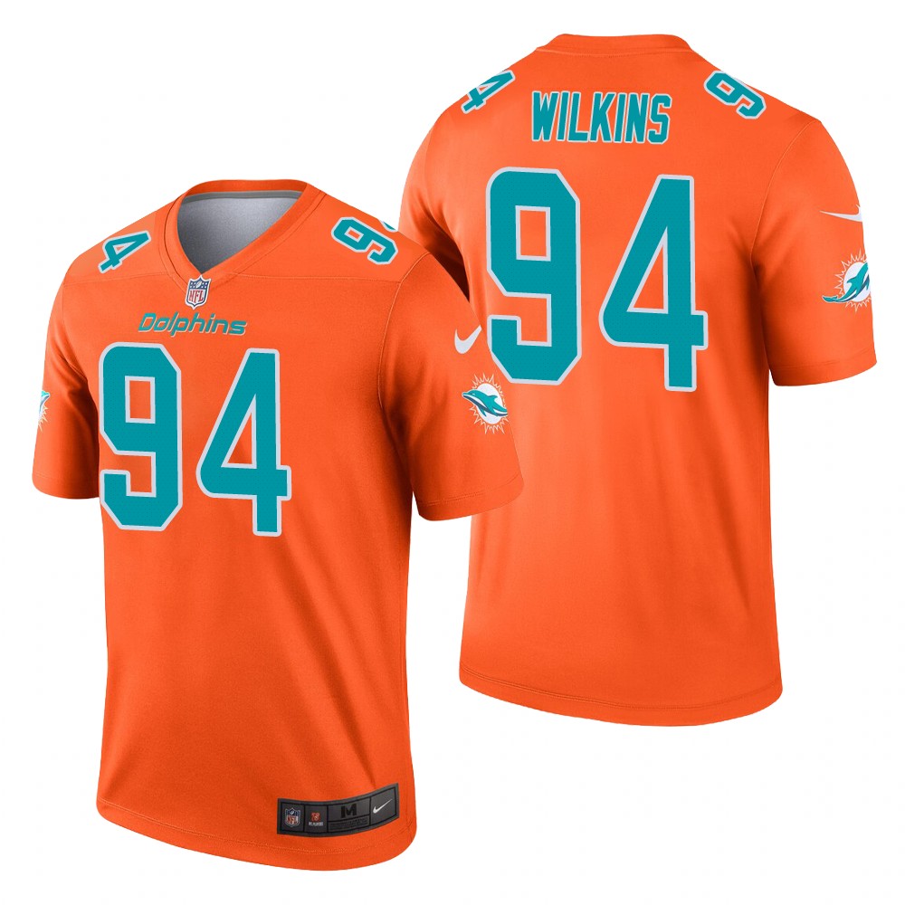 men's dolphins christian wilkins orange inverted legend jersey
