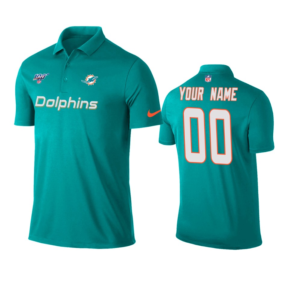 men's dolphins custom aqua 100th season polo