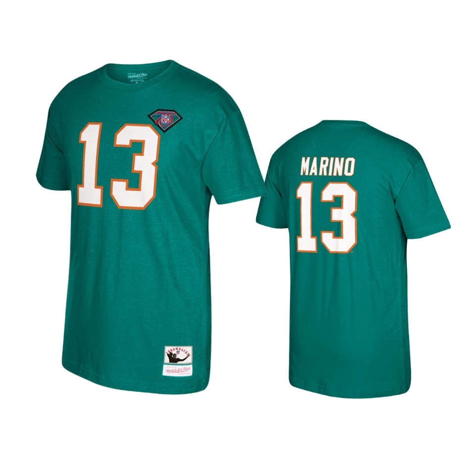 men's dolphins dan marino aqua retired player t shirt