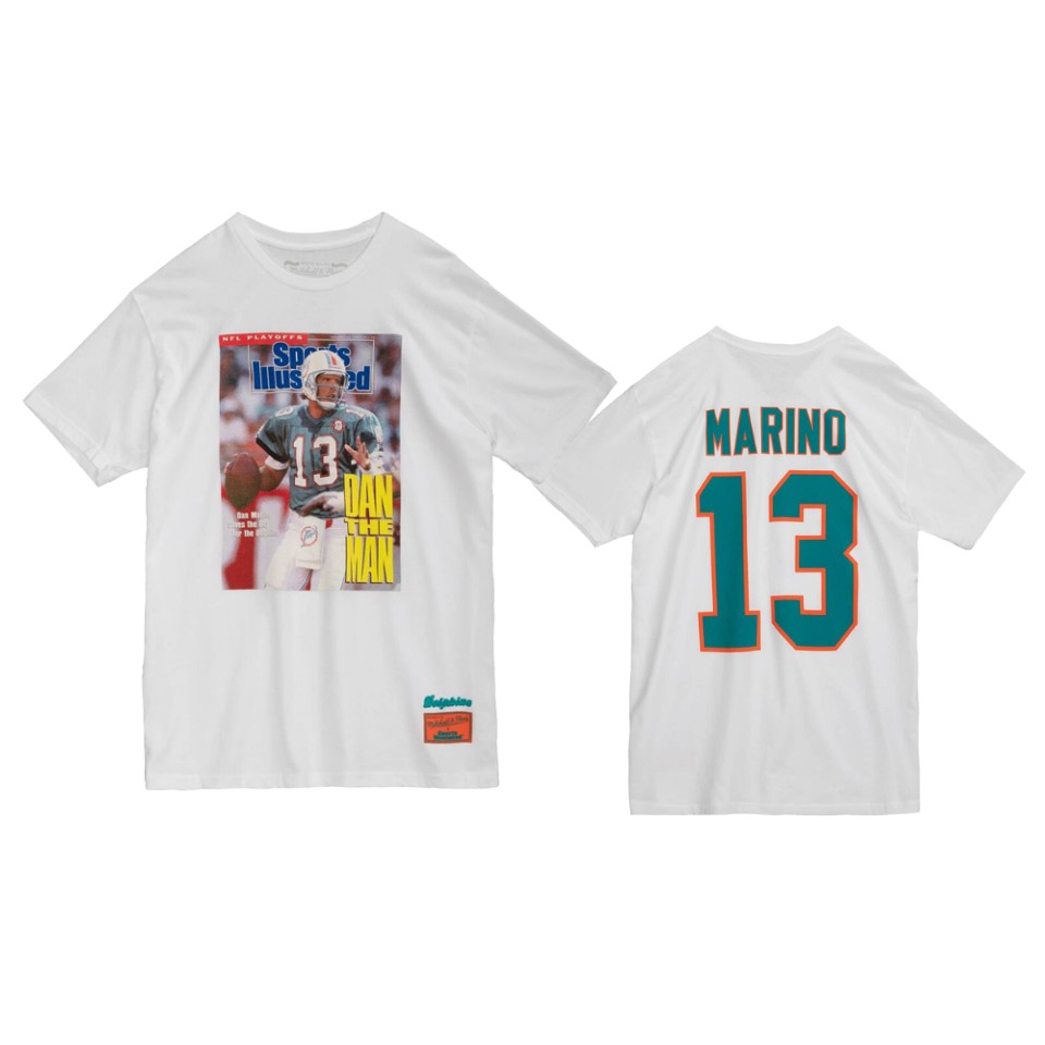 men's dolphins dan marino white player graphic vintage t shirt