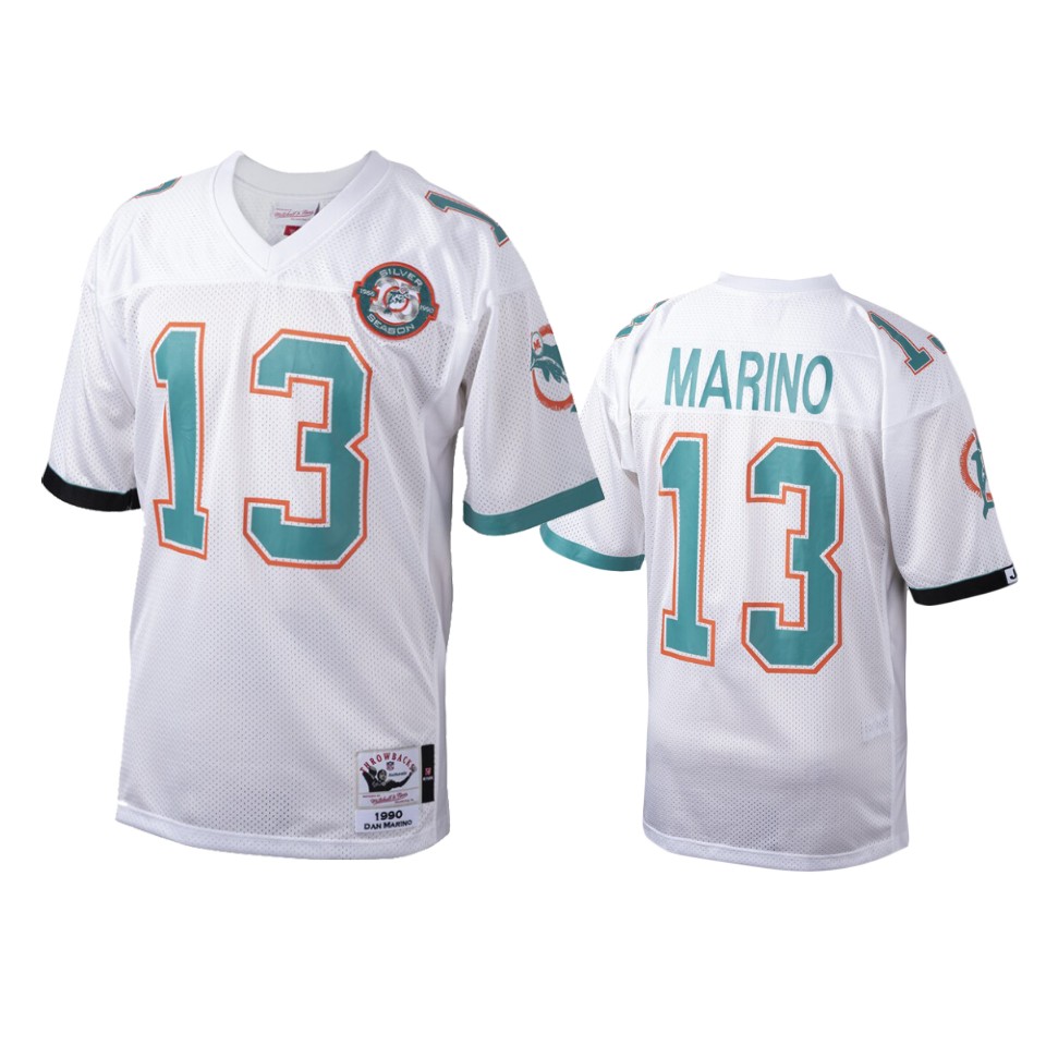 men's dolphins dan marino white throwback 1990 authentic jersey