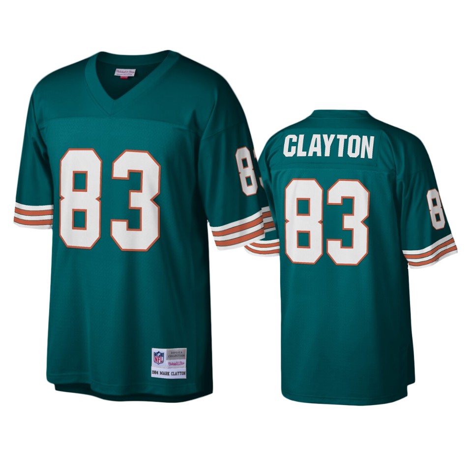 men's dolphins mark clayton aqua legacy replica jersey