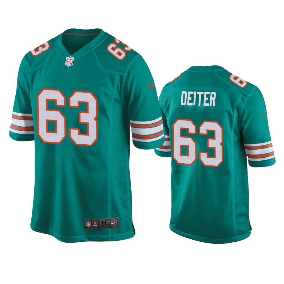 men's dolphins michael deiter aqua throwback jersey