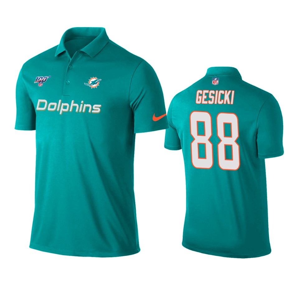 men's dolphins mike gesicki aqua 100th season polo