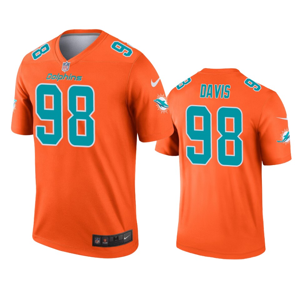 men's dolphins raekwon davis orange inverted legend jersey