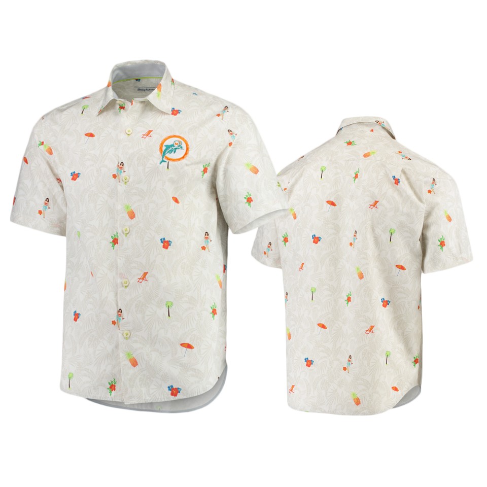 men's dolphins white beach cation throwback shirt
