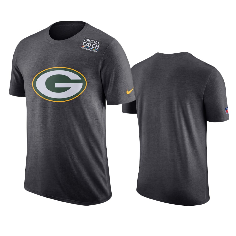 men's green bay packers anthracite crucial catch performance t shirt