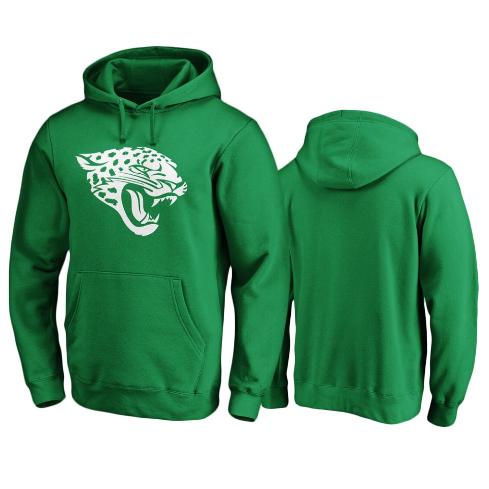 men's jaguars green st. patrick's day white logo hoodie
