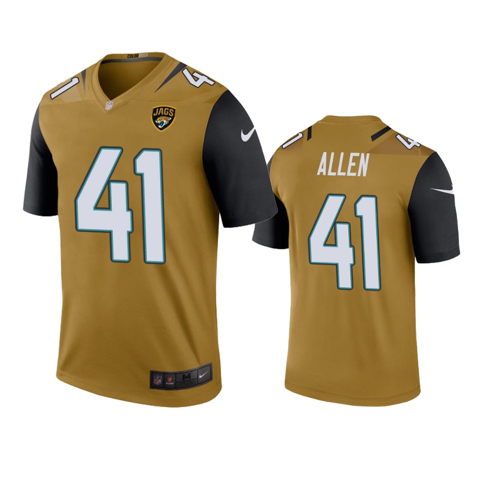 men's jaguars josh allen bold gold color rush legend jersey