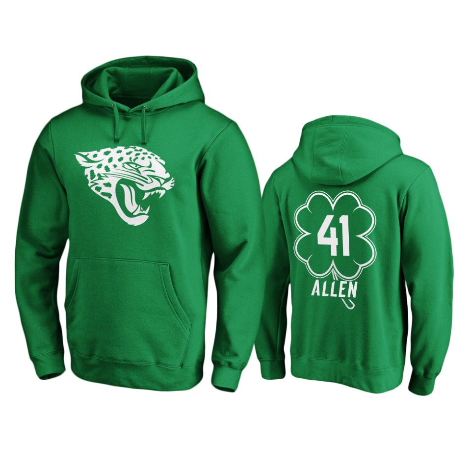 men's jaguars josh allen green st. patrick's day white logo hoodie
