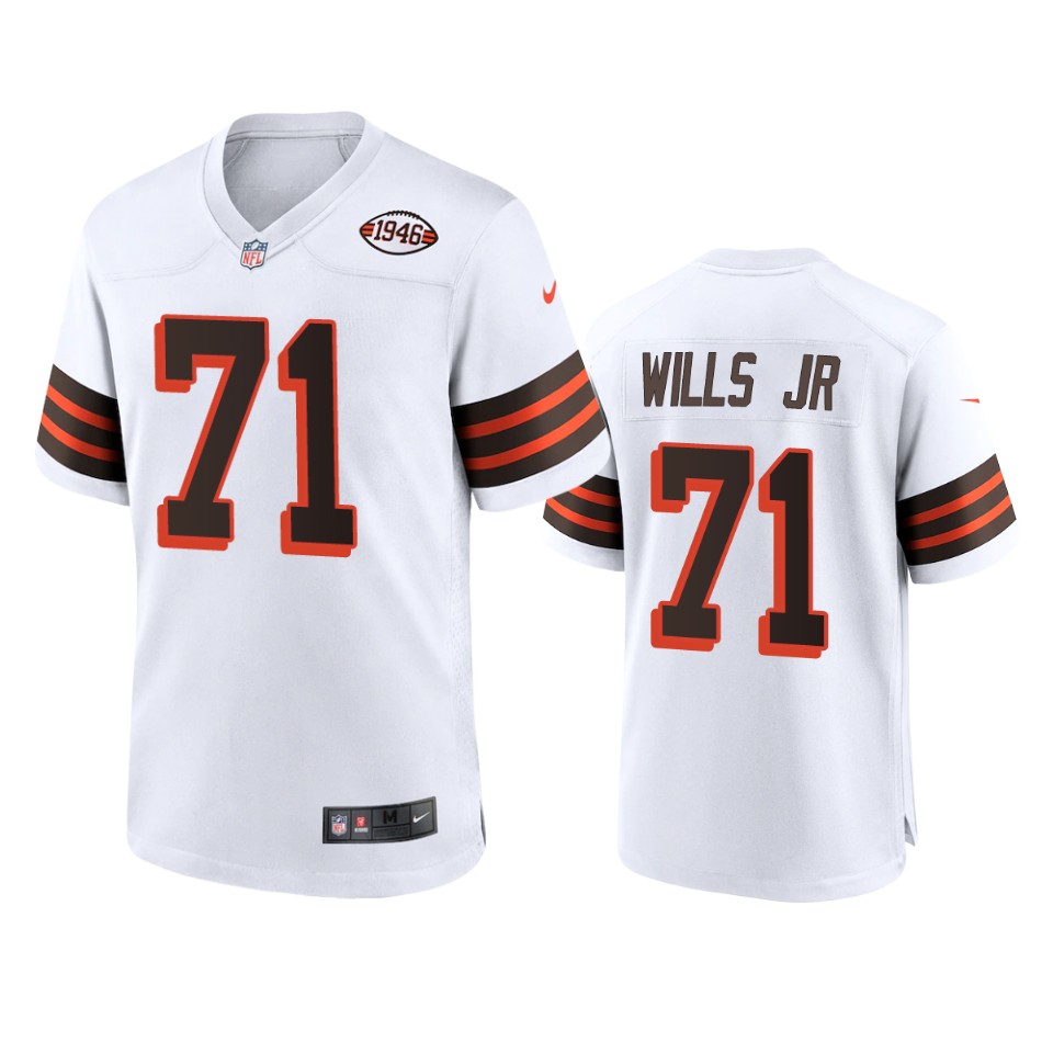 men's jedrick wills browns white alternate game 1946 collection jersey